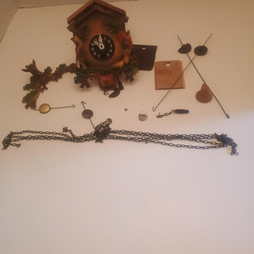 Vintage Carved Wood Cuckoo Clock For Repair Or Parts